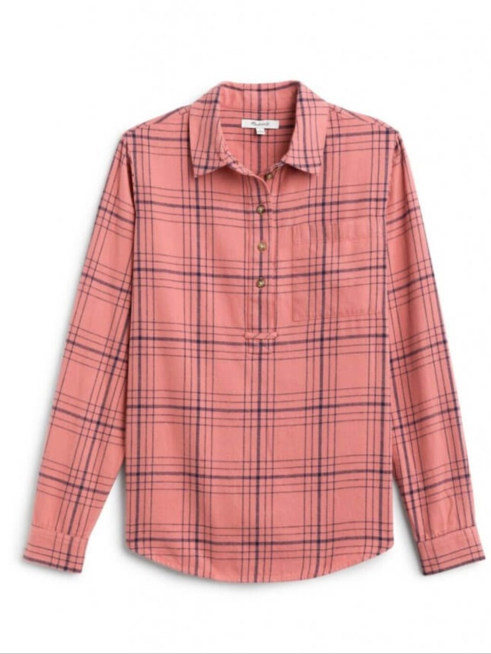 Market & Spruce Super Soft Flannel M Pink Plaid Button-Down Shirt Cozy Chill
